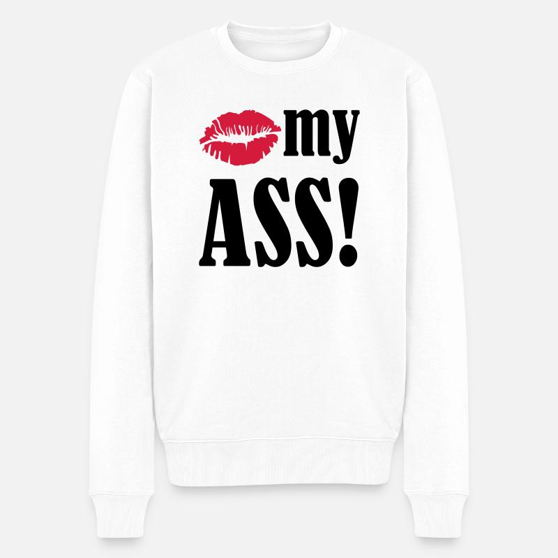 kiss_my_ass_01 - Männer Premium Bio Pullover - Weiß