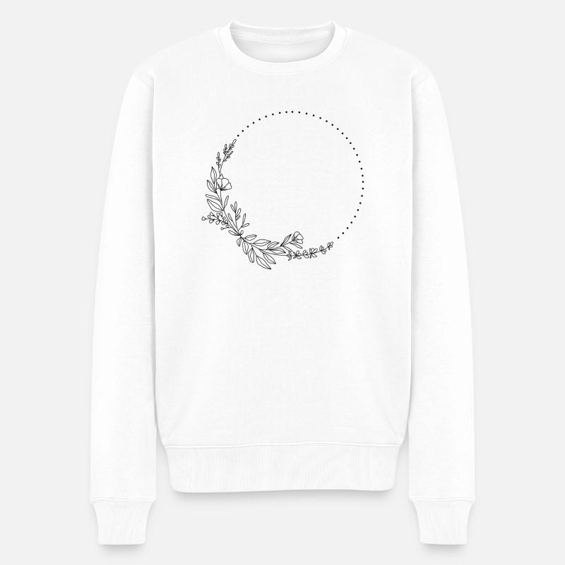 Blumen Rahmen - Männer Premium Bio Pullover - Weiß