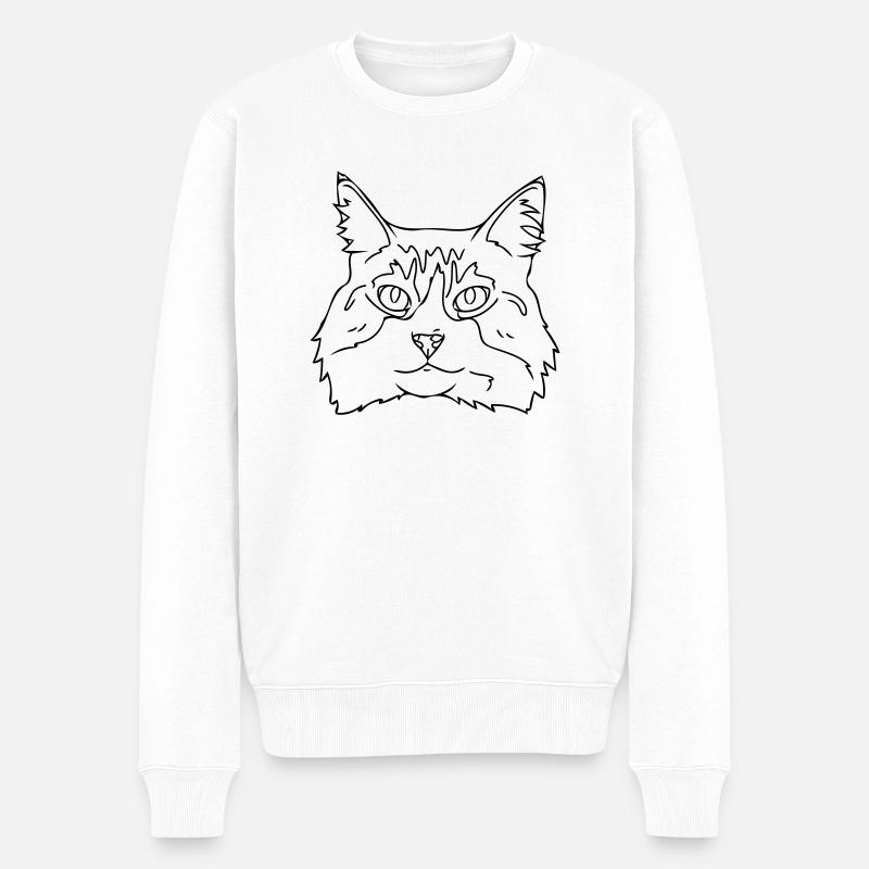Katze - Männer Premium Bio Pullover - Weiß