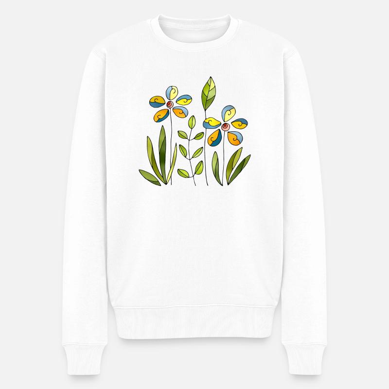 Blumen - Männer Premium Bio Pullover - Weiß