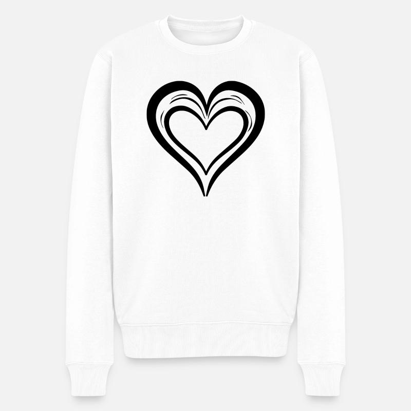 Herz - Männer Premium Bio Pullover - Weiß