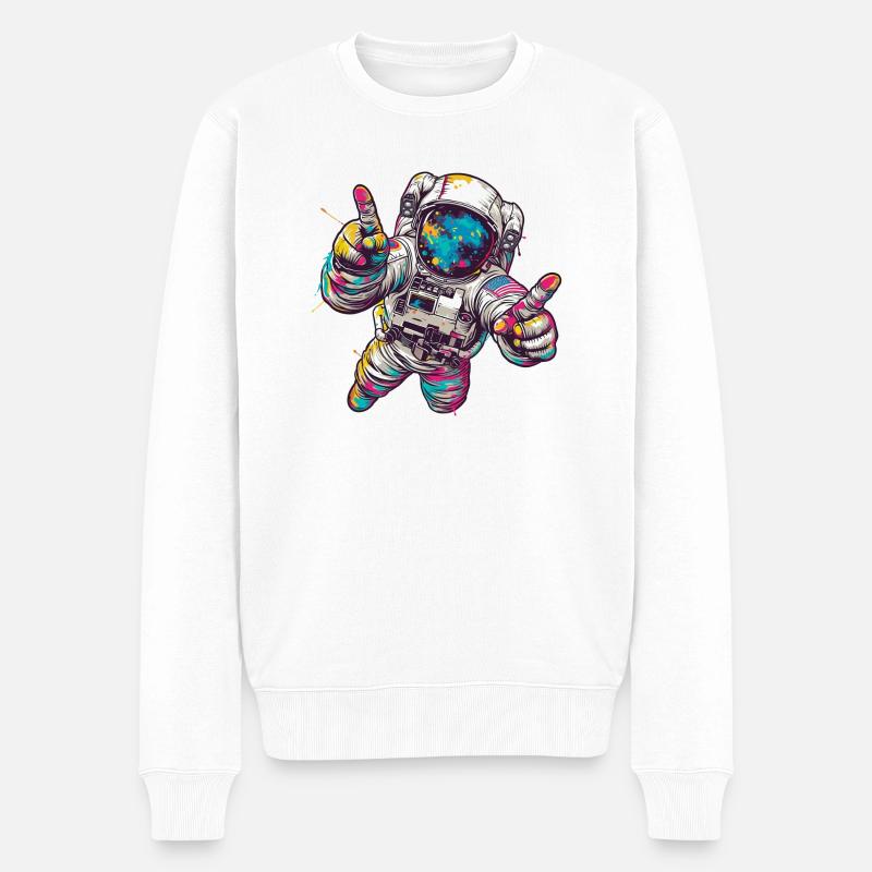 GOOG ASTRONAUT - Männer Premium Bio Pullover - Weiß