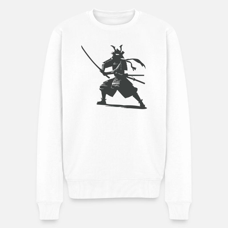 Samurai - Männer Premium Bio Pullover - Weiß