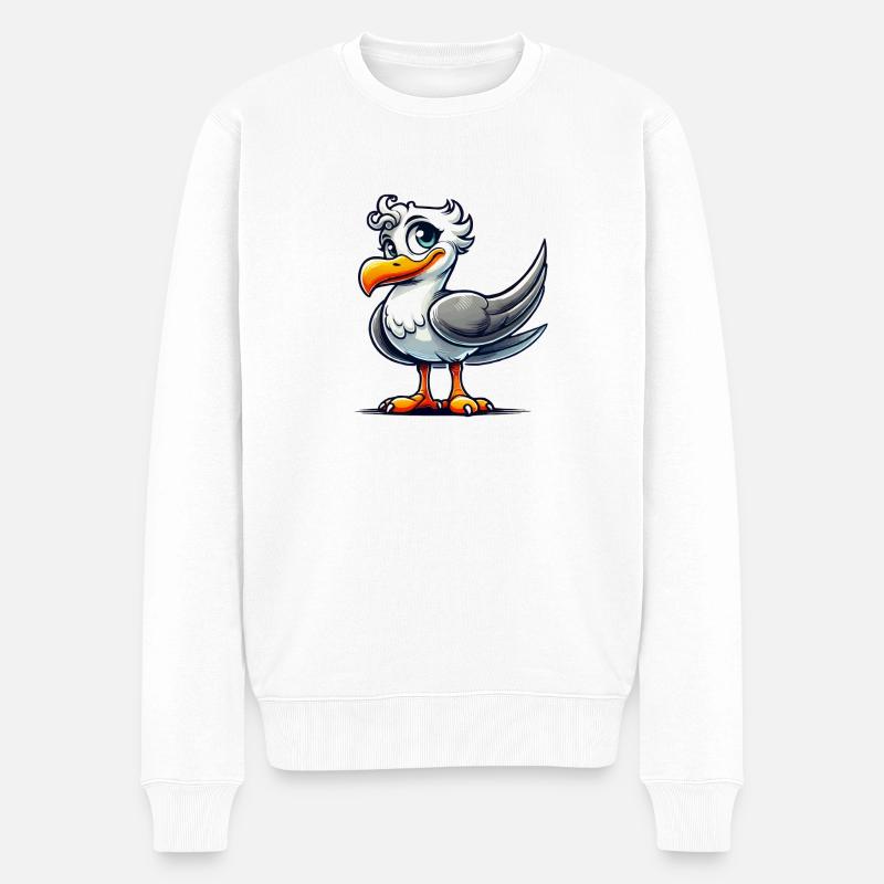 vogel comic - Männer Premium Bio Pullover - Weiß