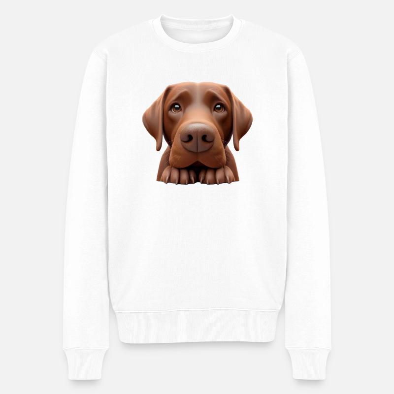 Hundekopf 2 braun - Männer Premium Bio Pullover - Weiß