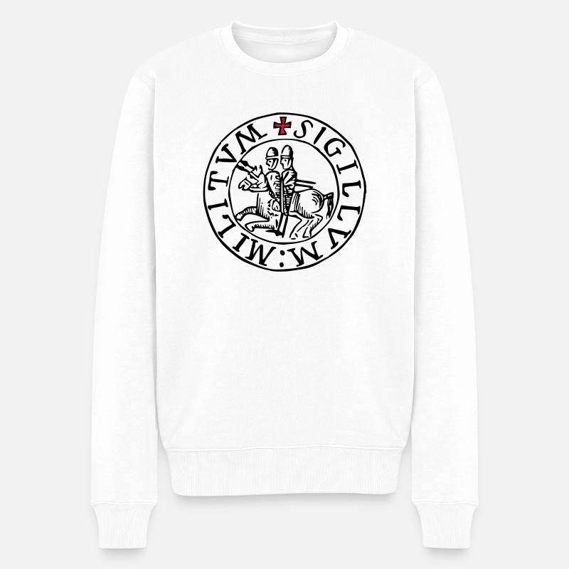 templar knights seal - Pull Premium bio Homme - blanc