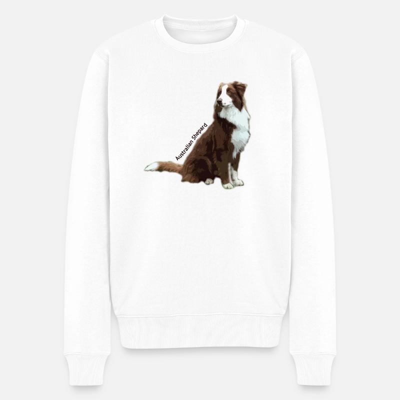 Australian Shepherd Schriftzug Motiv - Männer Premium Bio Pullover - Weiß