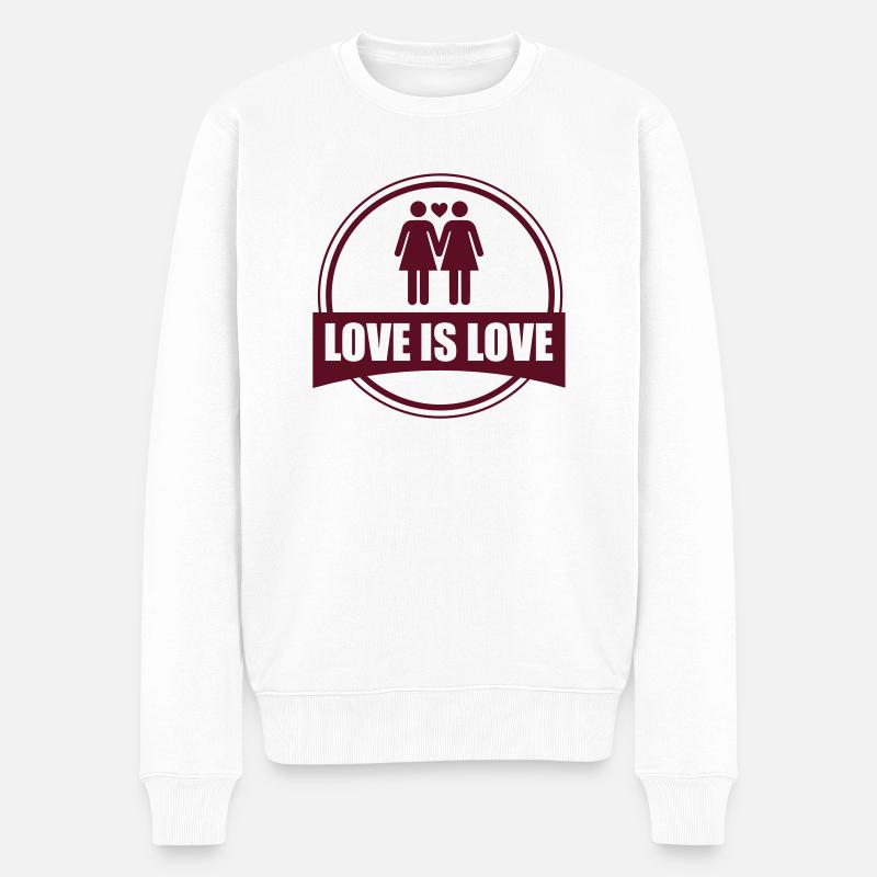 LOVE IS LOVE LESBIAN 2 - Männer Premium Bio Pullover - Weiß