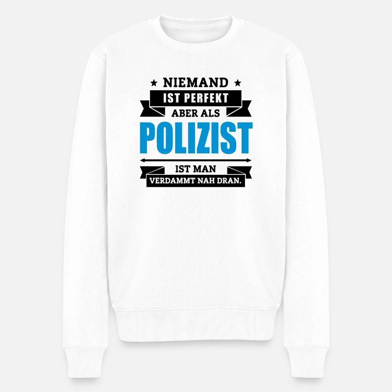 Funshirt Polizist - Männer Premium Bio Pullover - Weiß
