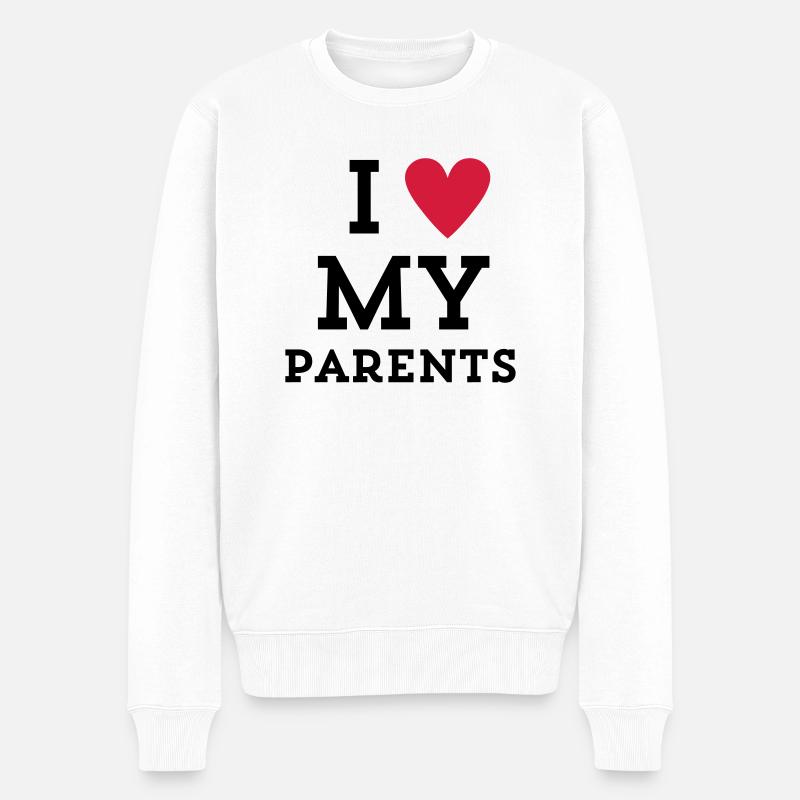 I love my Parents Herz - Männer Premium Bio Pullover - Weiß