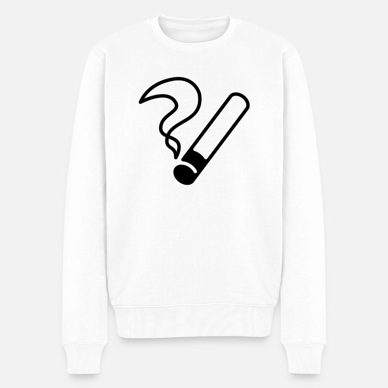 Cigarette / Cigarette / Sèche / Cigarrillo / - Pull Premium bio Homme - blanc