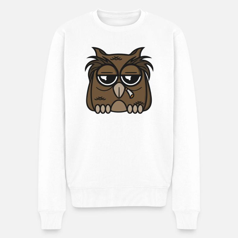 Eule - Männer Premium Bio Pullover - Weiß