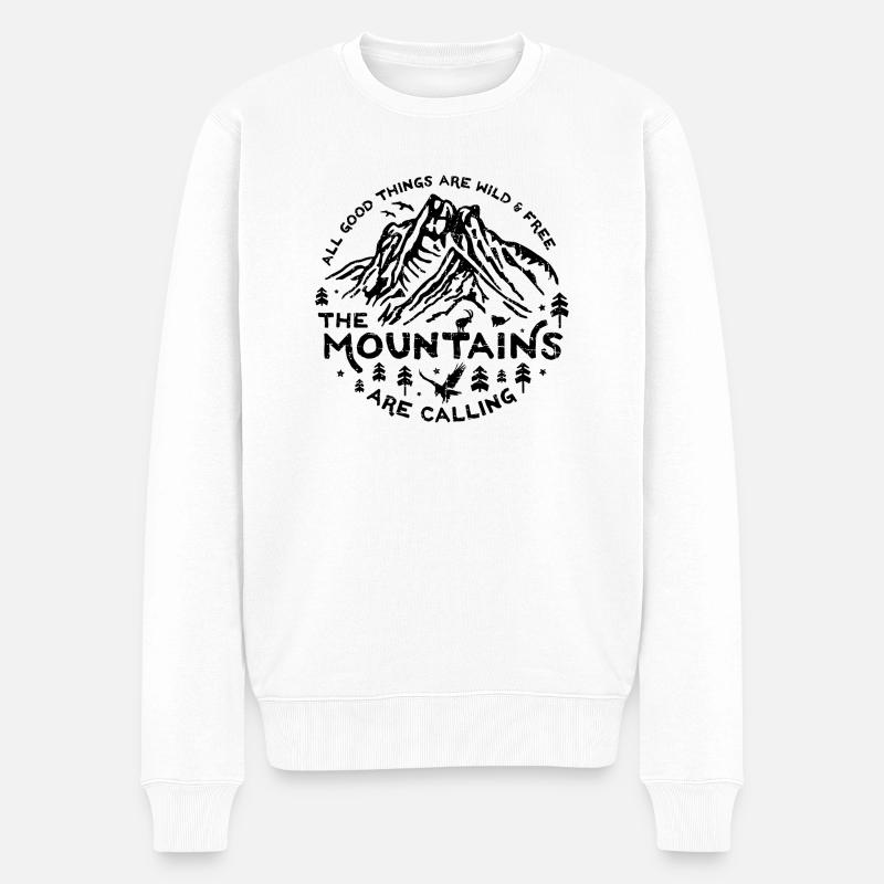 Mountains Calling black - Männer Premium Bio Pullover - Weiß