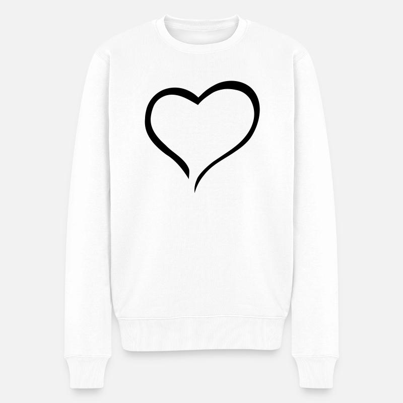 Geschwungenes Herz - Männer Premium Bio Pullover - Weiß