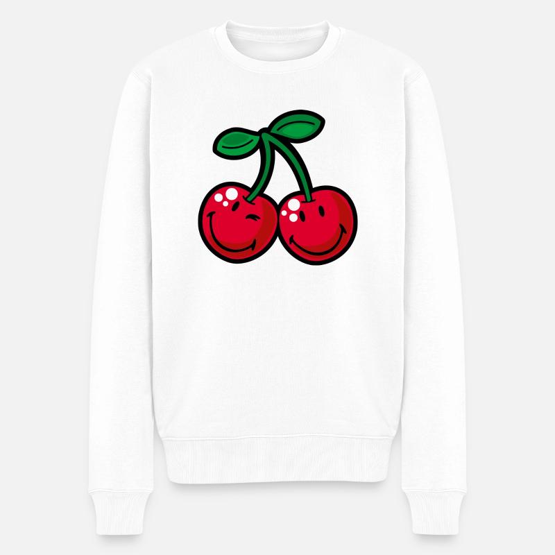 Smiley Cherries - Männer Premium Bio Pullover - Weiß