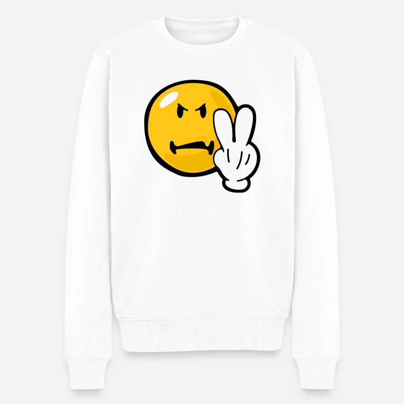 Smiley Anger Hatred - Männer Premium Bio Pullover - Weiß