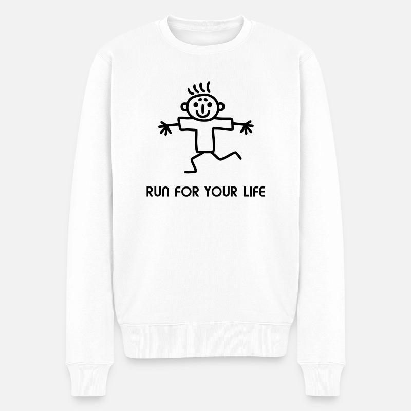 Strichmännchen run - Männer Premium Bio Pullover - Weiß