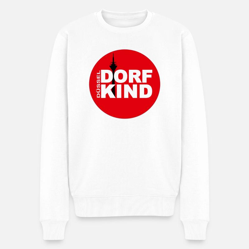 Düsseldorfer Dorfkind - Männer Premium Bio Pullover - Weiß