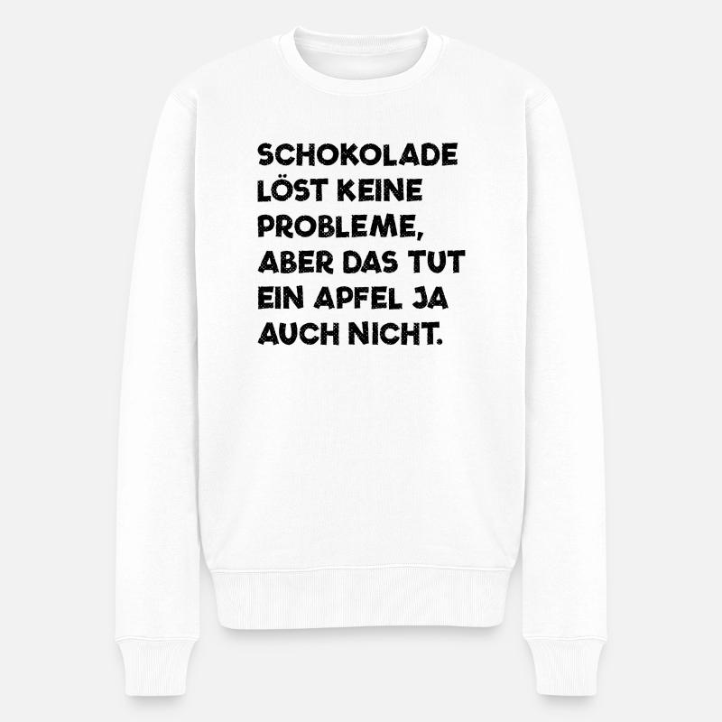 Schokolade gegen Apfel - Männer Premium Bio Pullover - Weiß