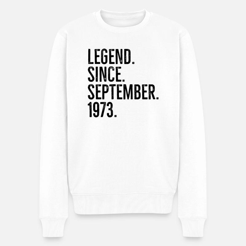 Legende seit September 1973 - Männer Premium Bio Pullover - Weiß