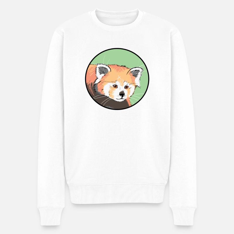 Roter Panda getragen - Männer Premium Bio Pullover - Weiß