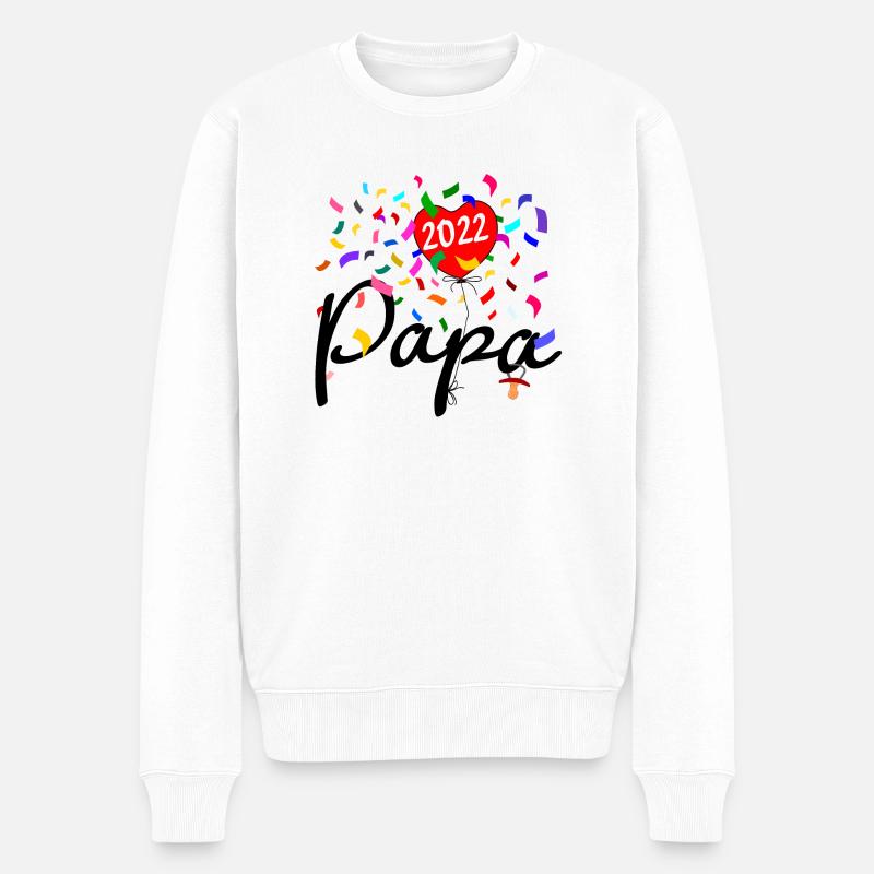 Papa 2022 Konfetti - Männer Premium Bio Pullover - Weiß