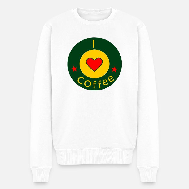 I love Coffee - Männer Premium Bio Pullover - Weiß