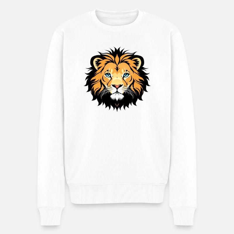 Königlich Cartoon Löwe Löwen Comic 18 - Männer Premium Bio Pullover - Weiß