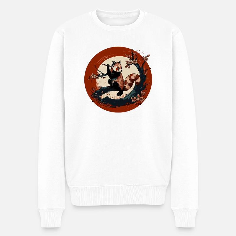 Roter Panda 6 - Männer Premium Bio Pullover - Weiß