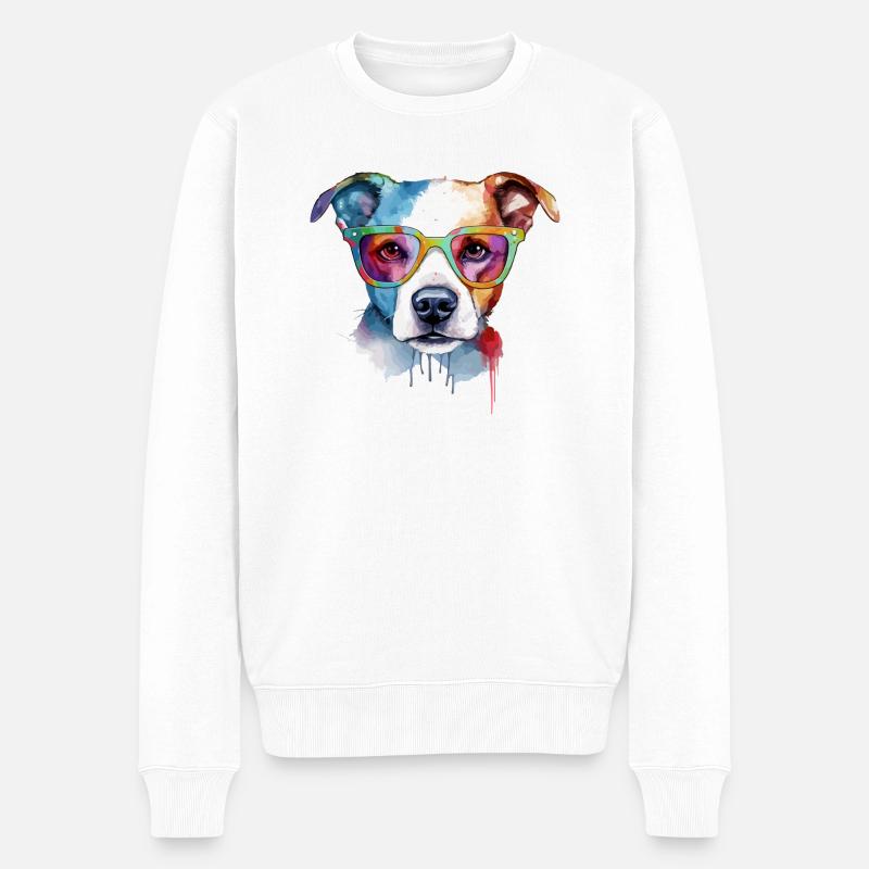 Rox le chien à lunettes - Pull Premium bio Homme - blanc