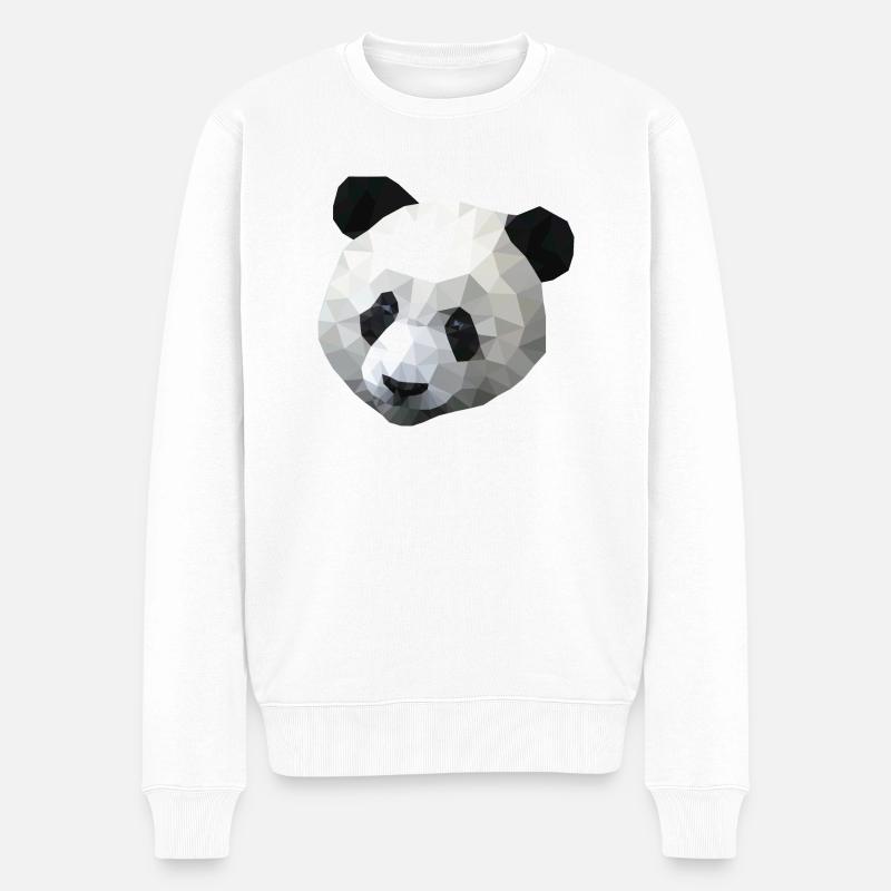 Panda-Polygon - Männer Premium Bio Pullover - Weiß