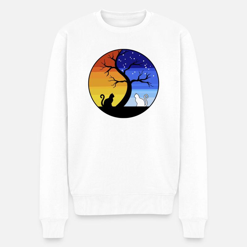 KATZE YING YANG - Männer Premium Bio Pullover - Weiß