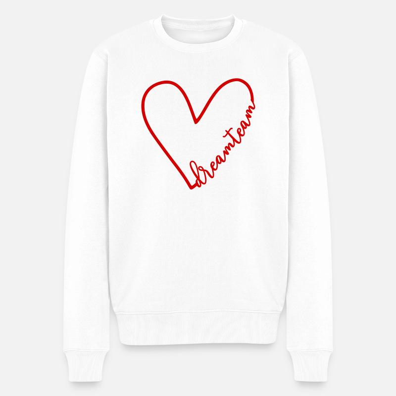 Herz Dreamteam - Männer Premium Bio Pullover - Weiß