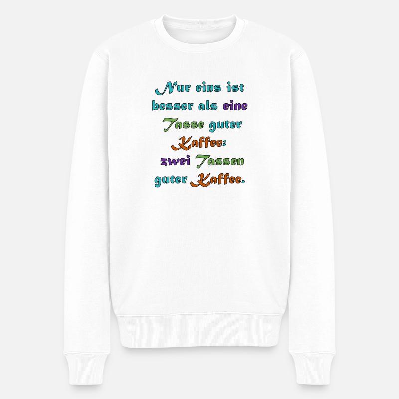 2 Tassen Kaffee - Männer Premium Bio Pullover - Weiß