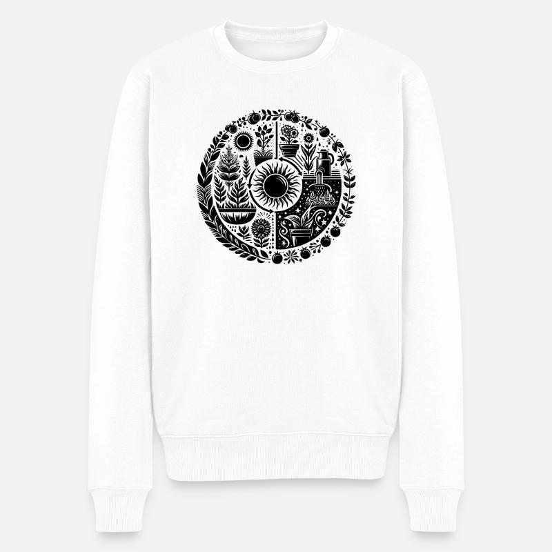 Permakultur Kreislauf - Männer Premium Bio Pullover - Weiß