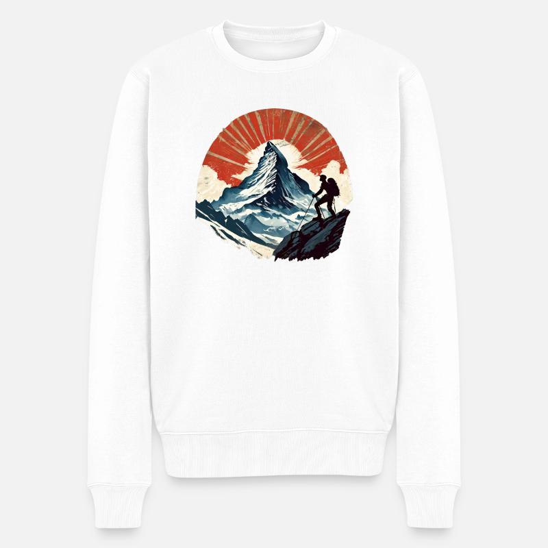 Vintage Matterhorn - Männer Premium Bio Pullover - Weiß