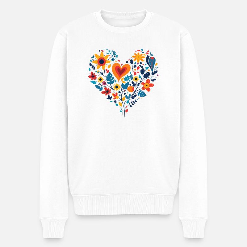 Cœur fleuri - Pull Premium bio Homme - blanc