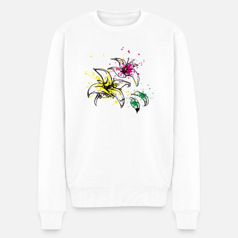 blüten splash - Männer Premium Bio Pullover - Weiß