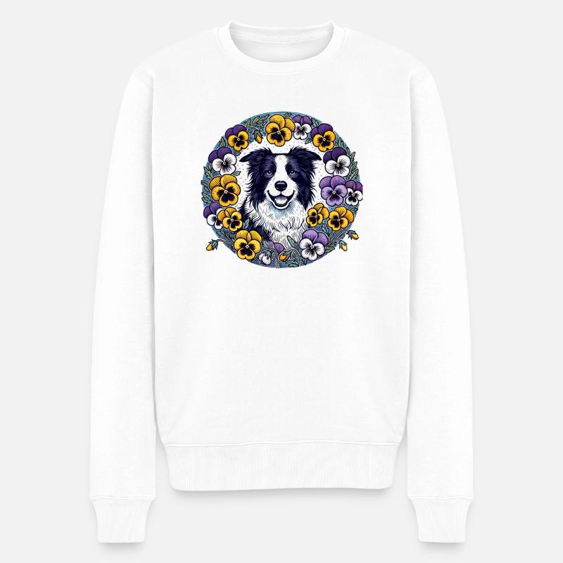 Border Collie - Männer Premium Bio Pullover - Weiß