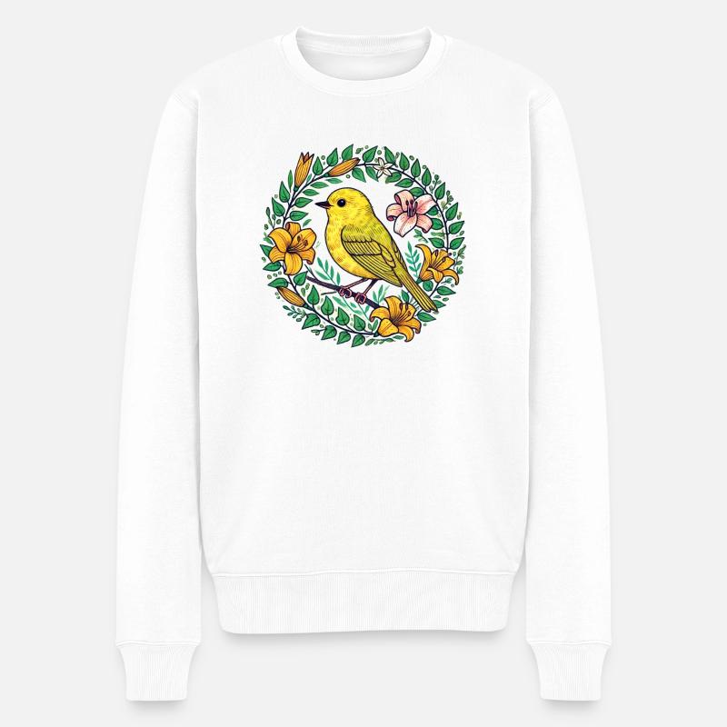 Gelber Fink - Männer Premium Bio Pullover - Weiß