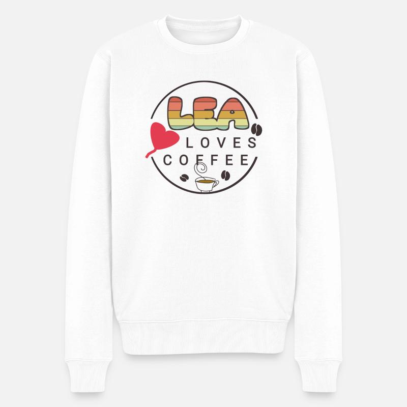Lea liebt Kaffee lovers - Männer Premium Bio Pullover - Weiß