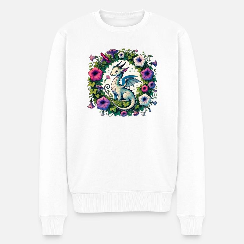 Petunien-Drache - Männer Premium Bio Pullover - Weiß