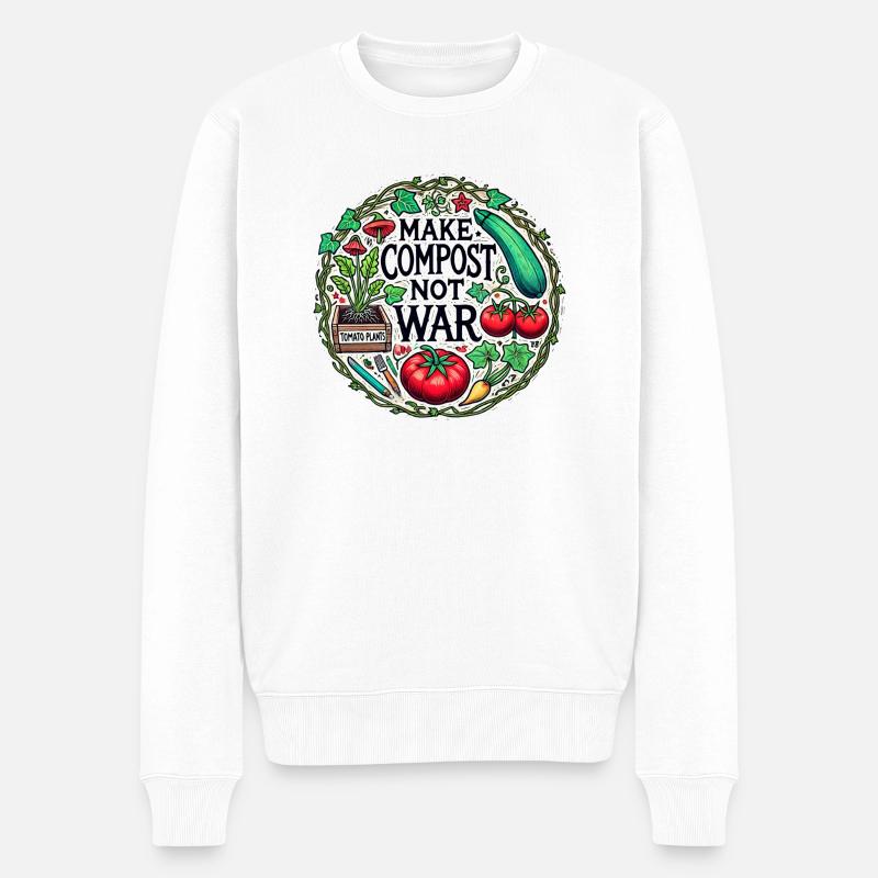 Kompost statt Krieg machen - Männer Premium Bio Pullover - Weiß