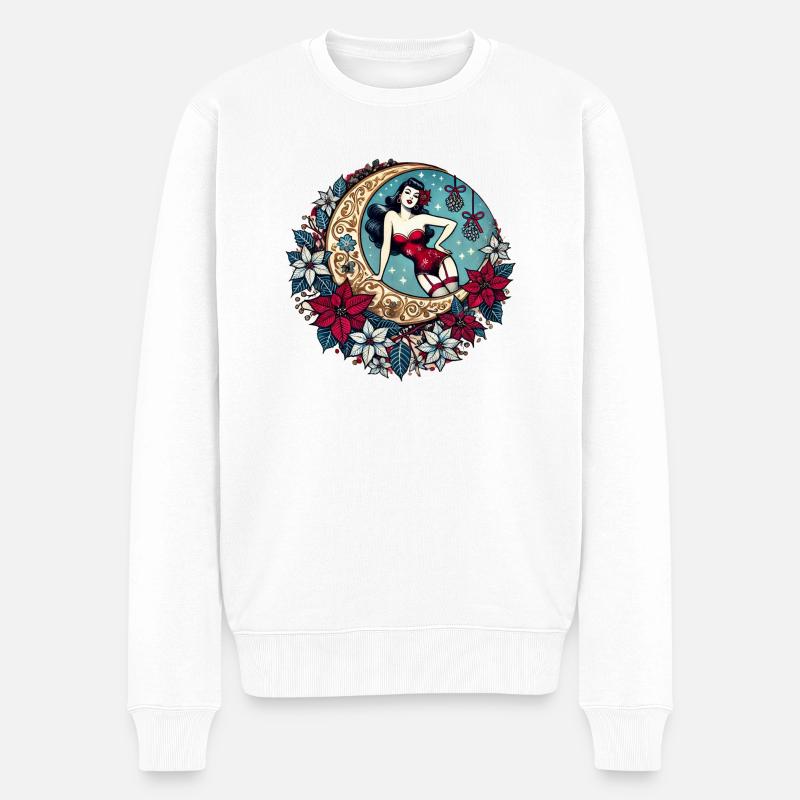 Weihnachts-Pinup - Männer Premium Bio Pullover - Weiß