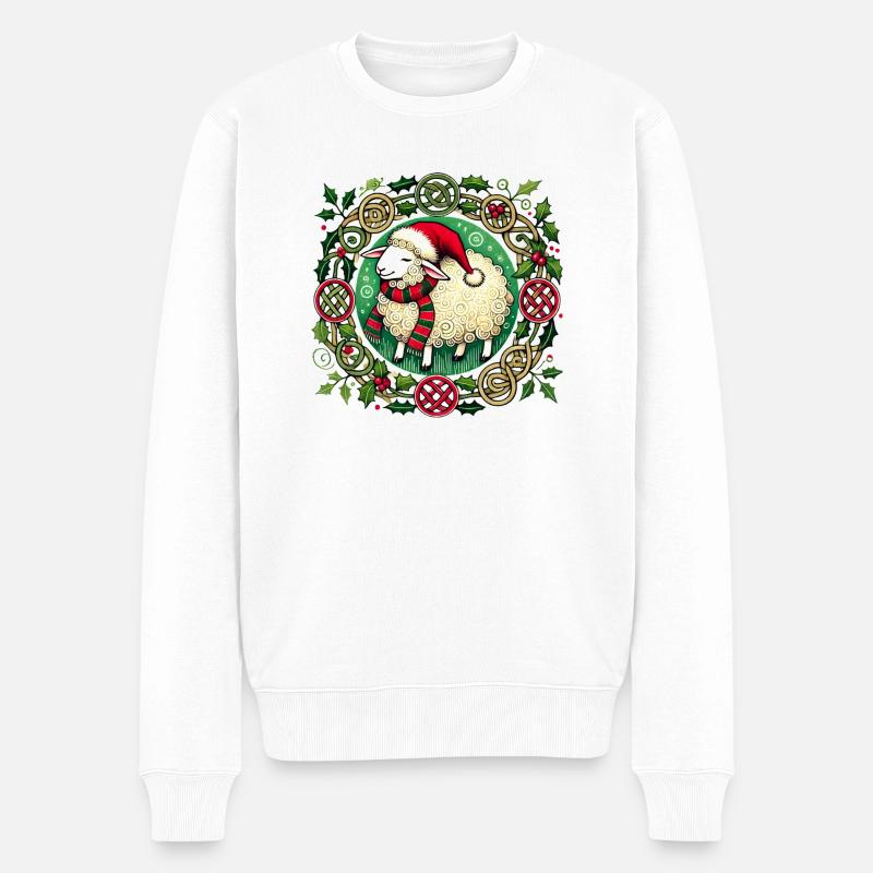 Weihnachtsschaf - Männer Premium Bio Pullover - Weiß