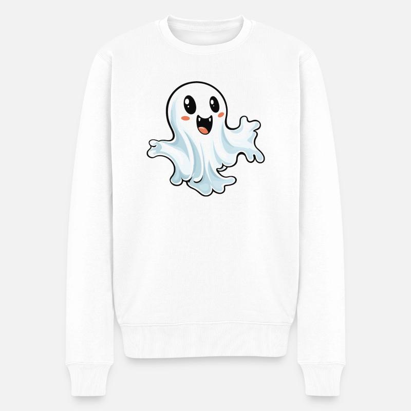 Ghost Halloween - Männer Premium Bio Pullover - Weiß