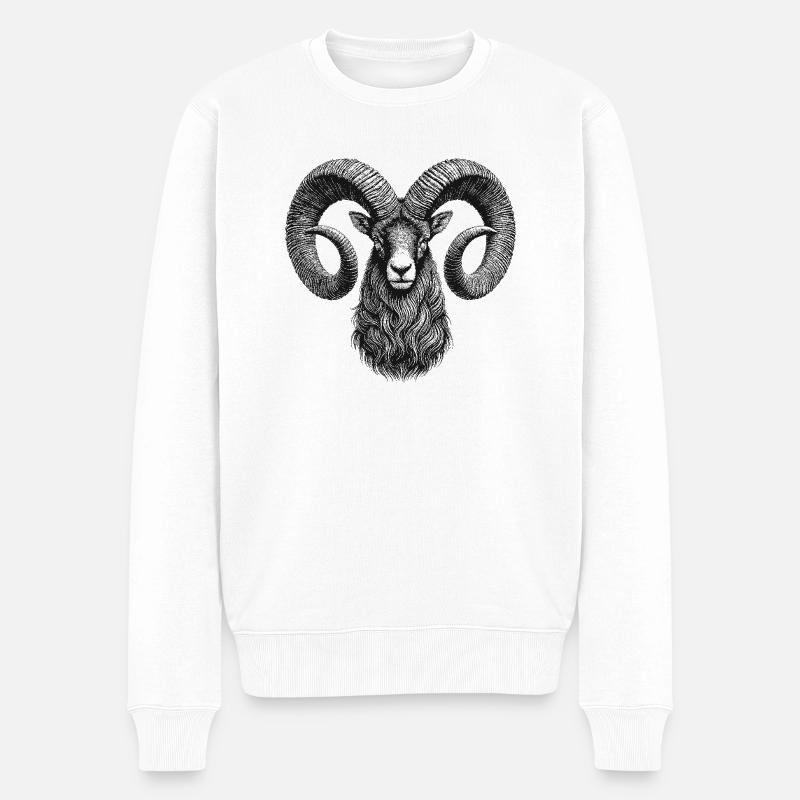 Schafbock - Männer Premium Bio Pullover - Weiß