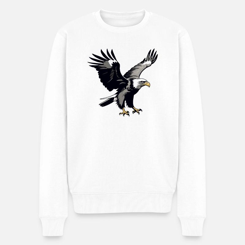 Adler - Cute Bird Sticker - Männer Premium Bio Pullover - Weiß