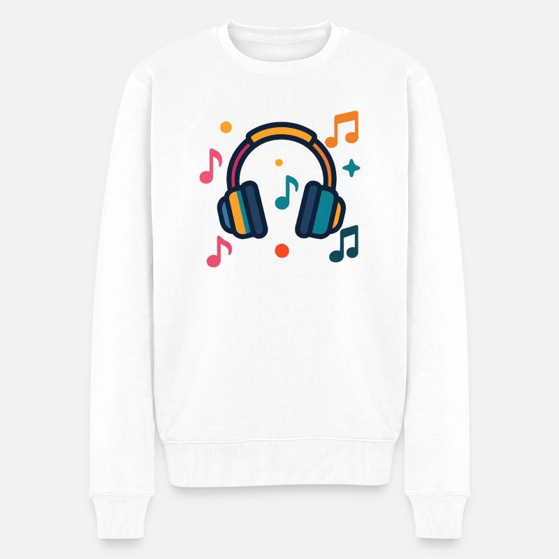 Casque et notes - Pull Premium bio Homme - blanc