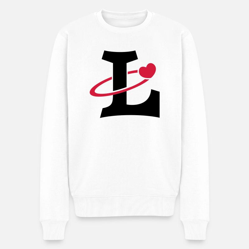 "L" coeur orbite - Pull Premium bio Homme - blanc